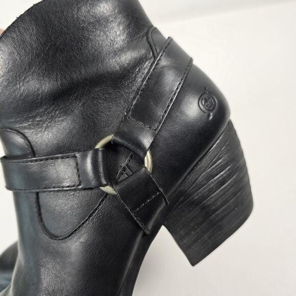 Born Women's Leather Chelsea Ankle Boots Bootie Black Size 8.5M Heels - Picture 4 of 11